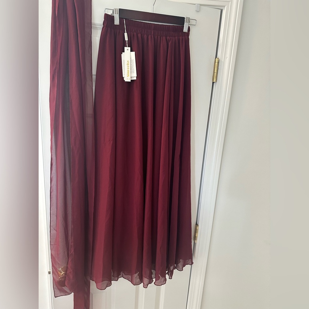 Sinreefsy Maxi Skirt- Chiffon (Maroon)